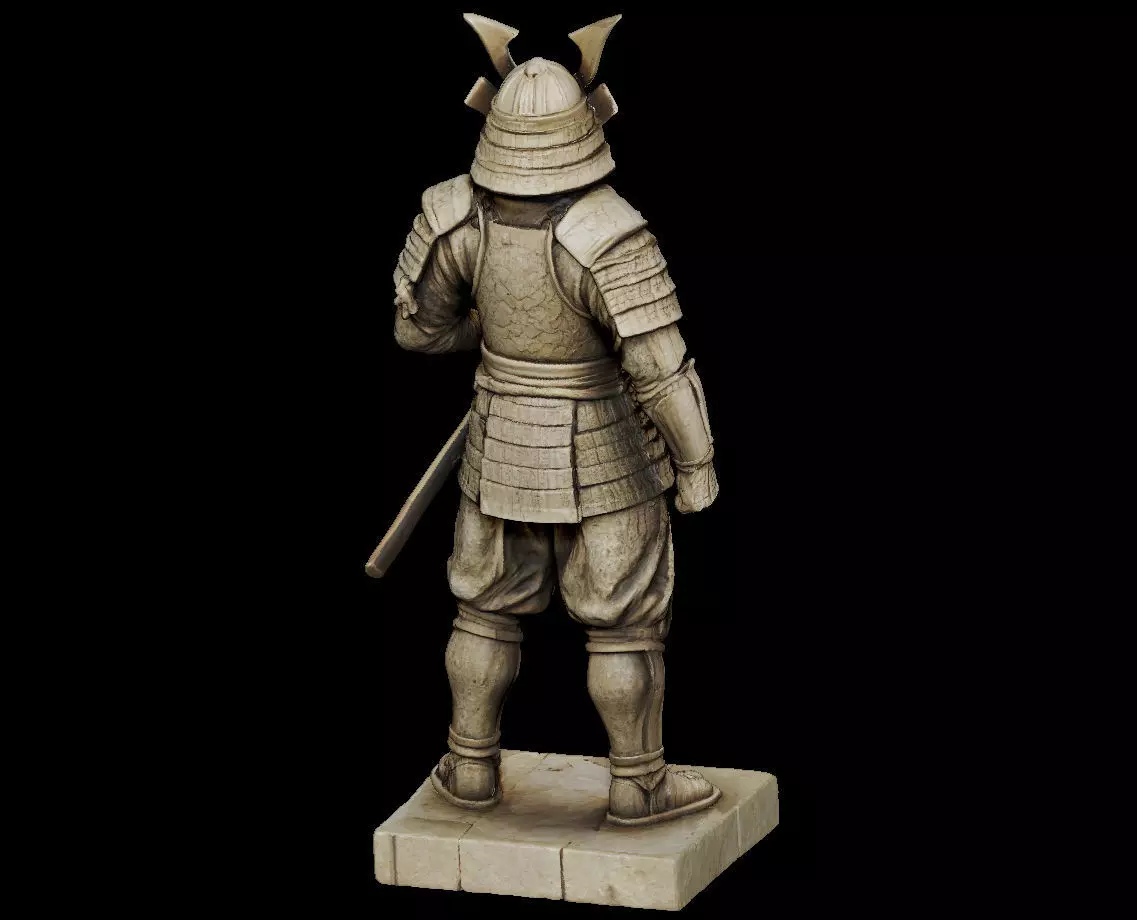 Samurai Warrior Statue Japanese Dozo Katana 3D print model_4