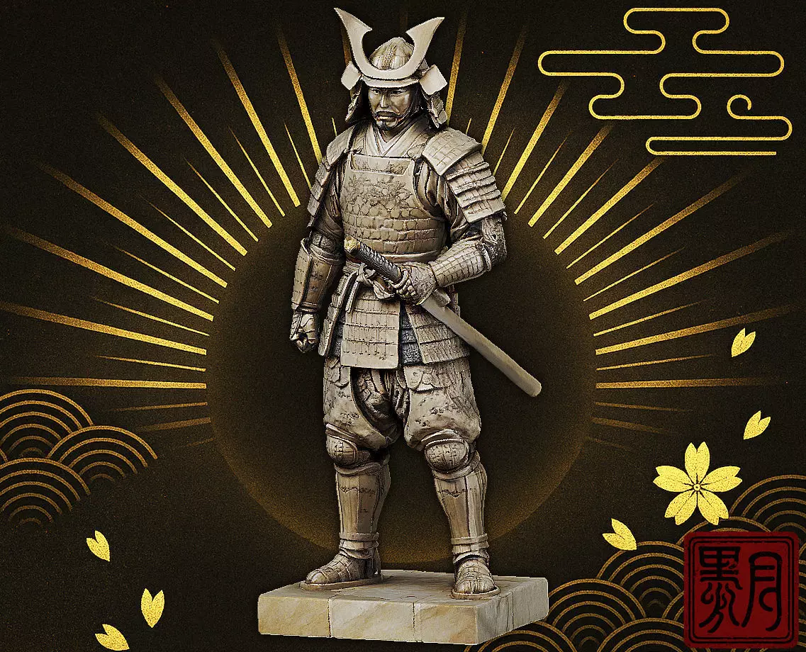 Samurai Warrior Statue Japanese Dozo Katana 3D print model_0