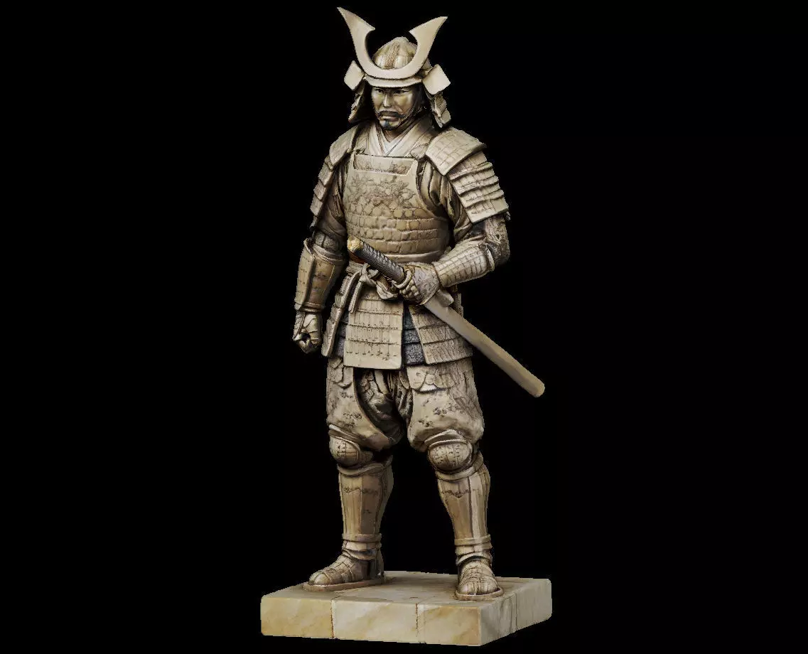 Samurai Warrior Statue Japanese Dozo Katana 3D print model_1