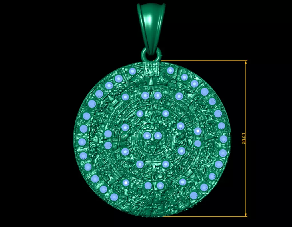 Double Sided Pendant Aztec Calendar Eagle Emblem Design 3D print model_2