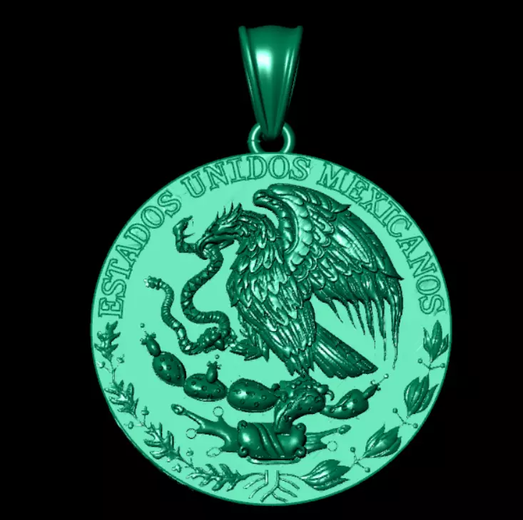 Double Sided Pendant Aztec Calendar Eagle Emblem Design 3D print model_3