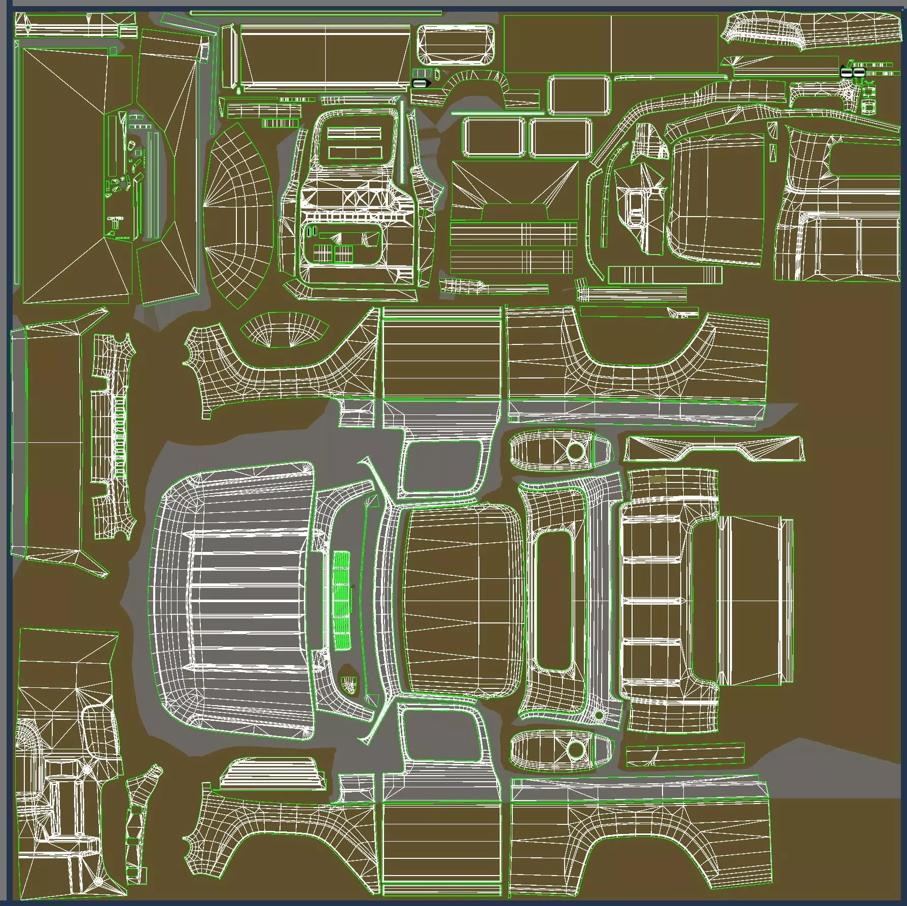 50s American pickup truck with camper trailer Low-poly 3D model_58