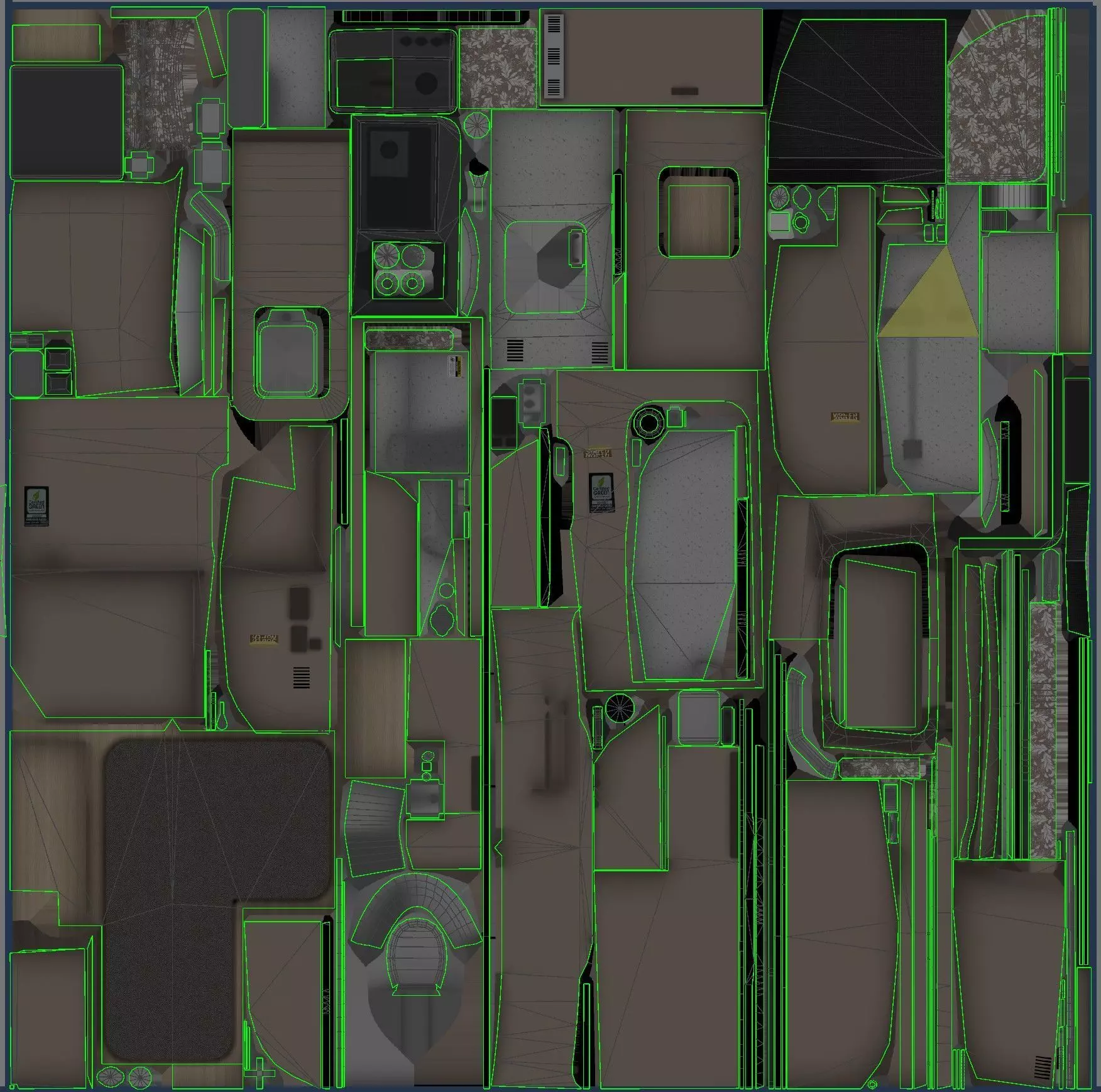 50s American pickup truck with camper trailer Low-poly 3D model_73