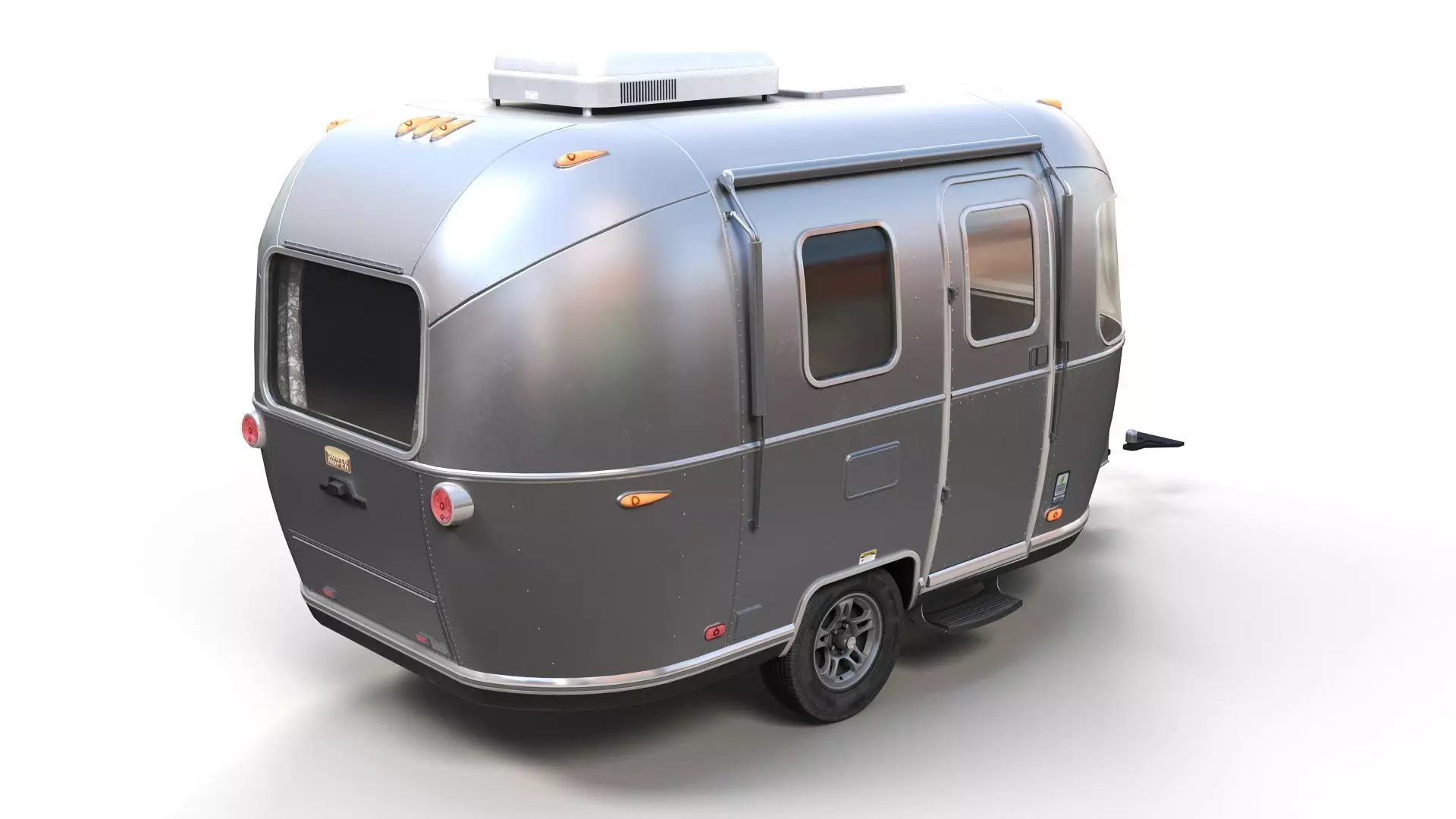 50s American pickup truck with camper trailer Low-poly 3D model_23