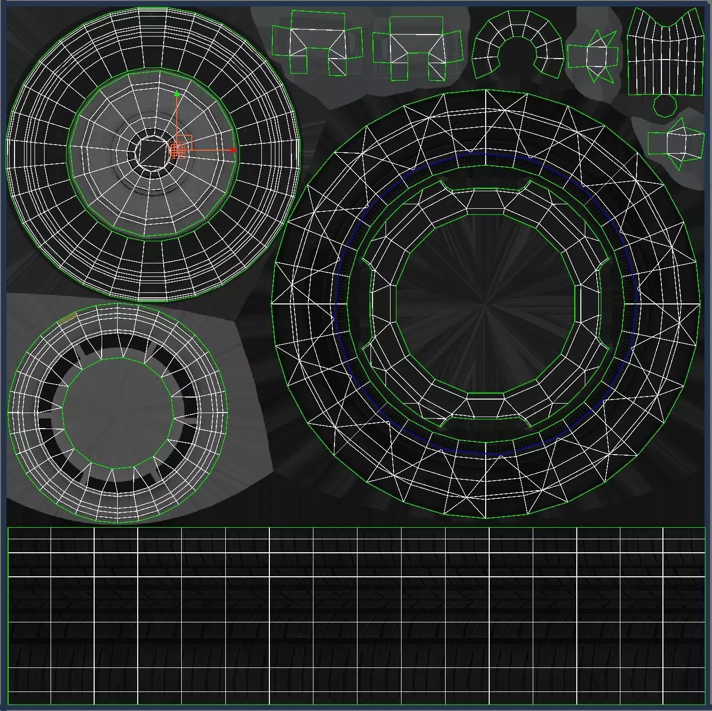 50s American pickup truck with camper trailer Low-poly 3D model_59