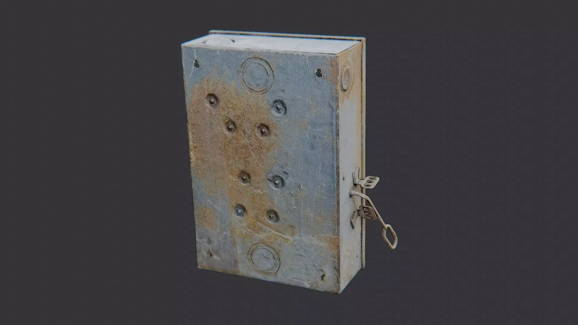 Rusty electrical box exterior fixture Low-poly 3D model_1