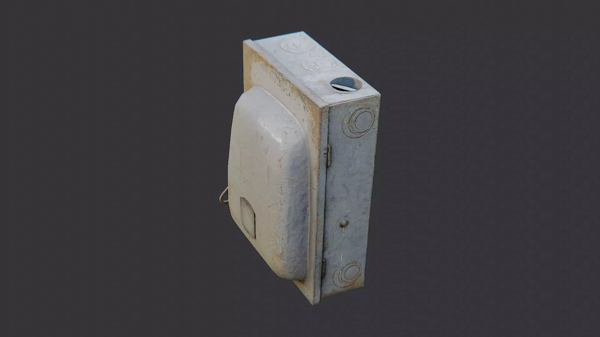 Rusty electrical box exterior fixture Low-poly 3D model_3