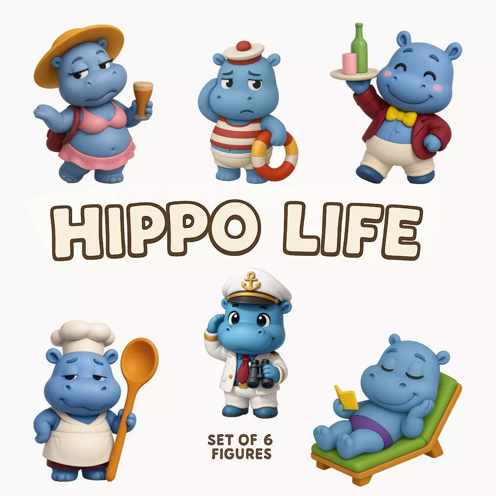 HIPPO HOLIDAYS SET 3D print model_0