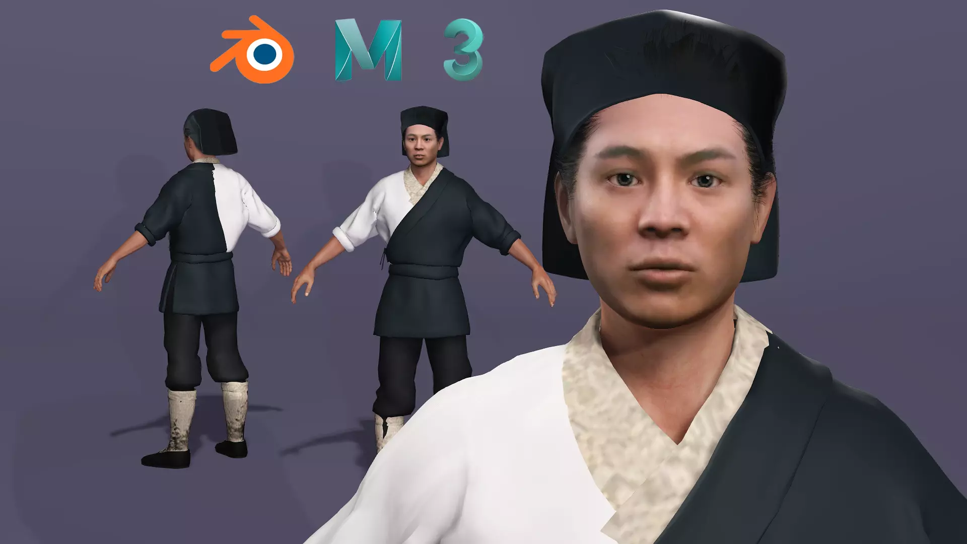 Linghu Chong from Swordsman The East Is Red Jet Li UE5 Low-poly 3D model_0