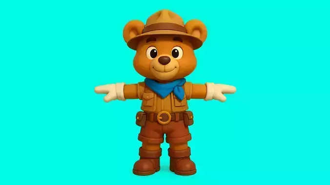 Teddy Bear Low-poly 3D model