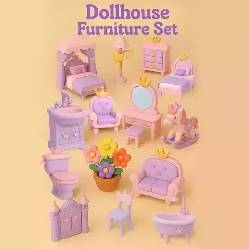 DOLLHOUSE FURNITURE - 3D PRINTABLE SET