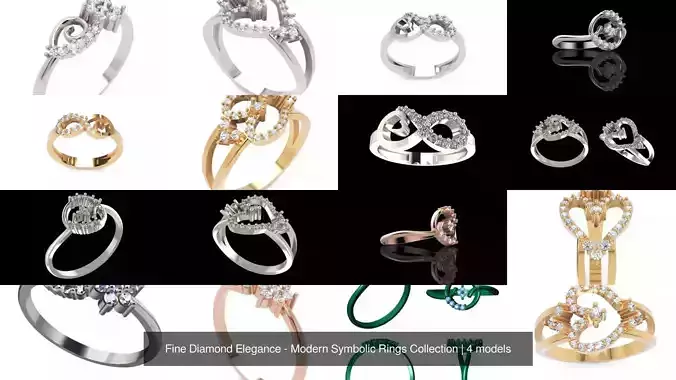 Fine Diamond Elegance - Modern Symbolic Rings Collection  Fine Diamond Elegance - Modern Symbolic Rings Collection