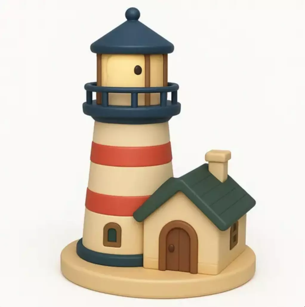 CUTE LIGHTHOUSE WITH COTTAGE - STYLIZED 3D MODEL Free 3D print model