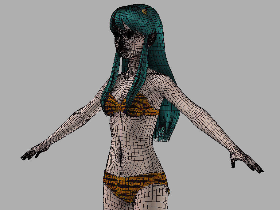 T pose nonrigged model of Lum with various outfit 3D model_7