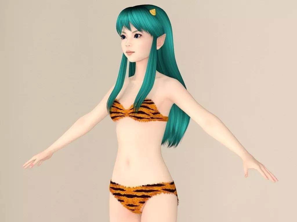 T pose nonrigged model of Lum with various outfit 3D model_0