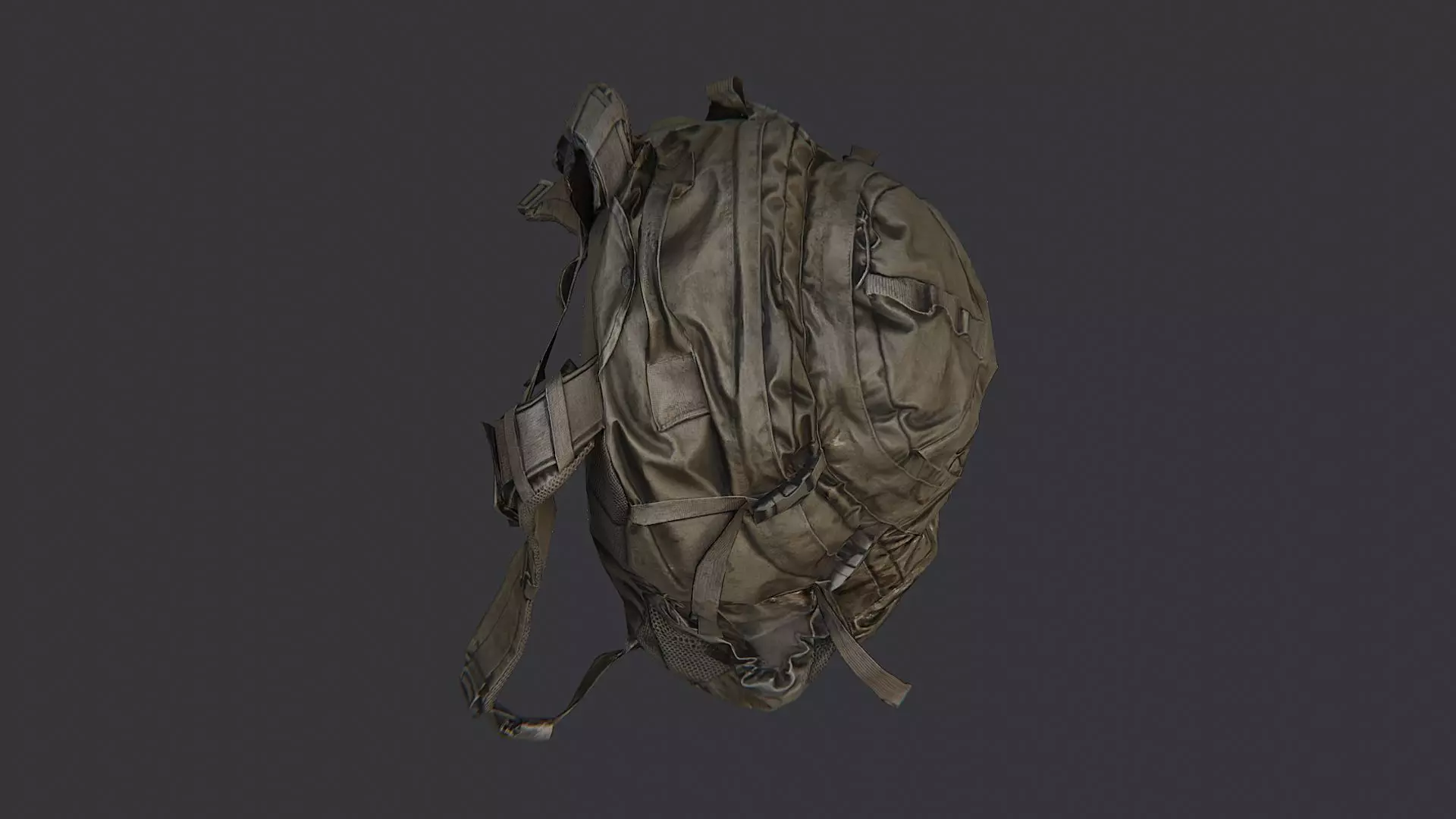 Military Backpack with Tactical Straps Low-poly 3D model_4