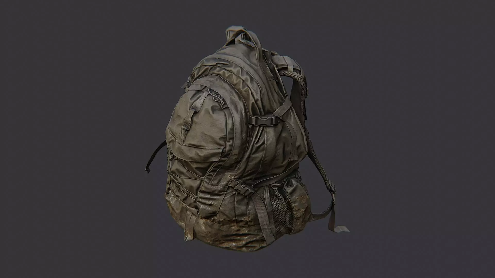 Military Backpack with Tactical Straps Low-poly 3D model_3
