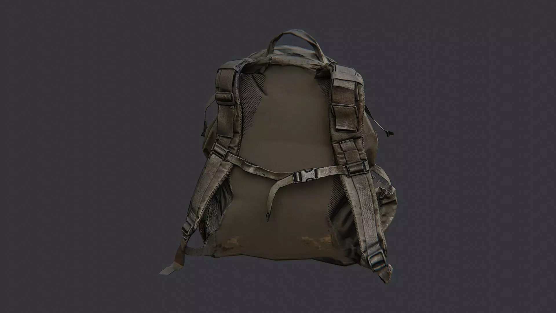 Military Backpack with Tactical Straps Low-poly 3D model_1