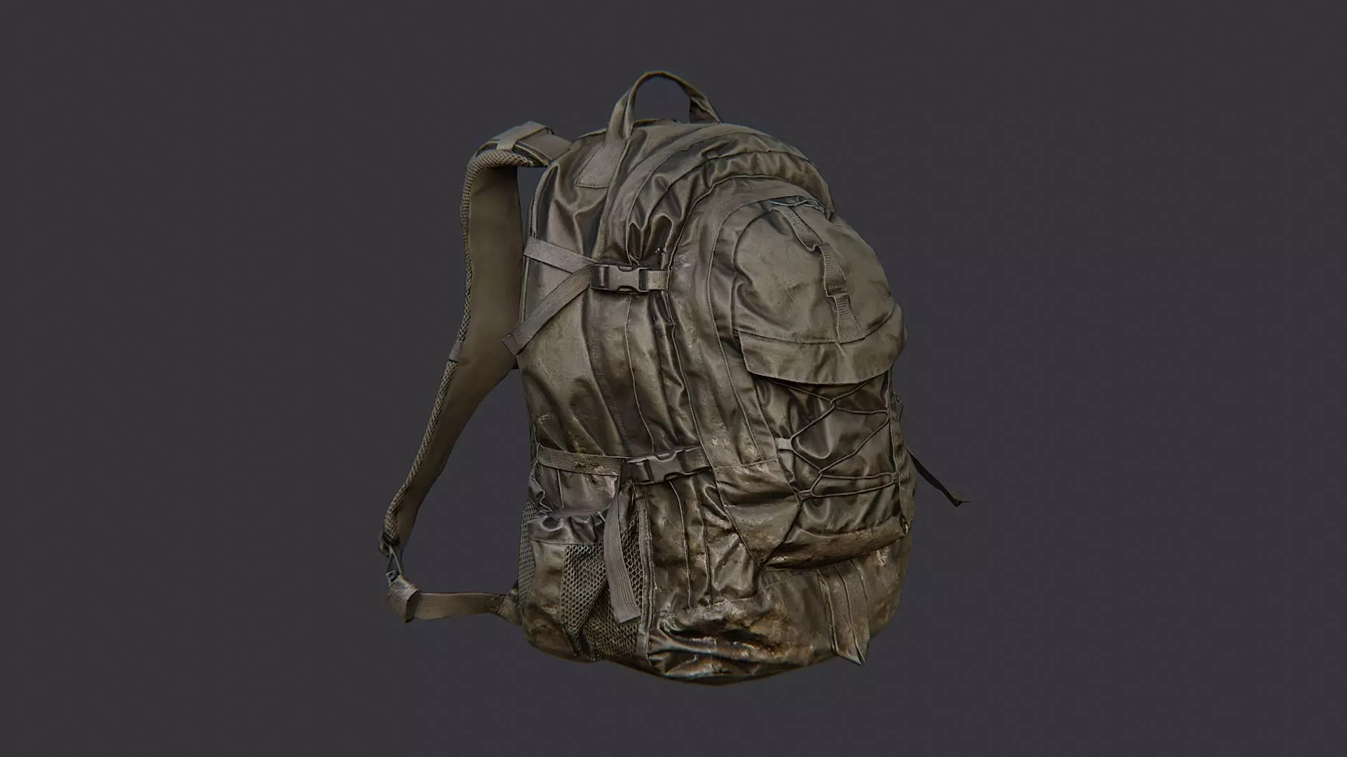 Military Backpack with Tactical Straps Low-poly 3D model_2