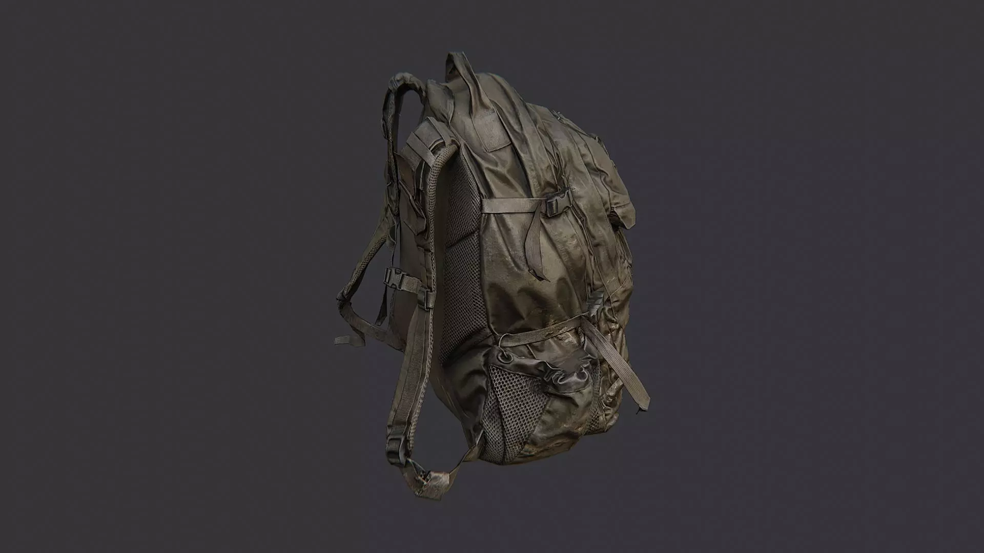 Military Backpack with Tactical Straps Low-poly 3D model_0