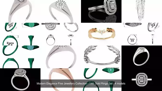 Modern Elegance Fine Jewellery Collection - 14K Gold Rings Set  Modern Elegance Fine Jewellery Collection - 14K Gold Rings Set