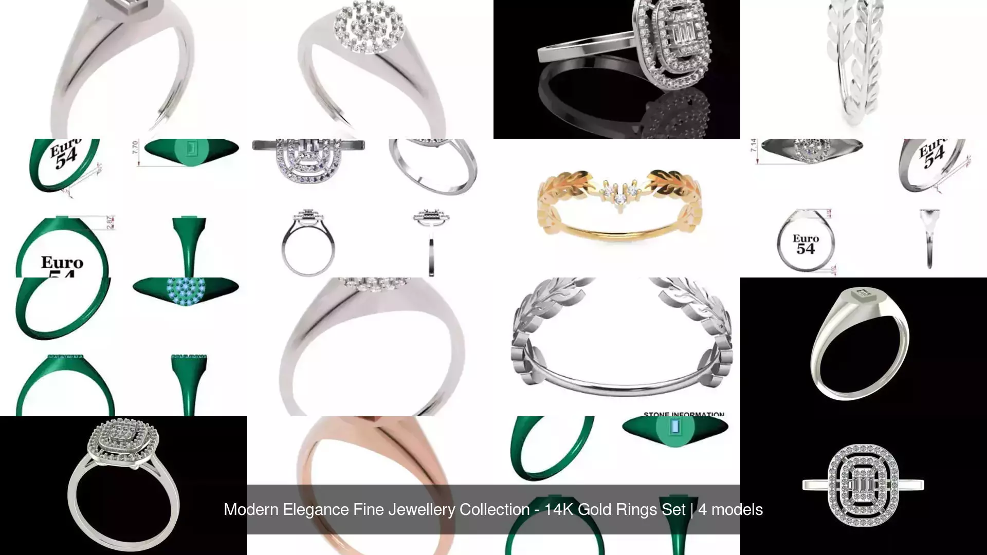 Modern Elegance Fine Jewellery Collection - 14K Gold Rings Set _0