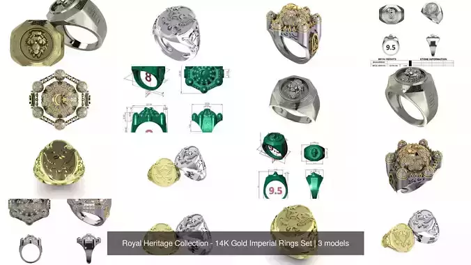 Royal Heritage Collection - 14K Gold Imperial Rings Set