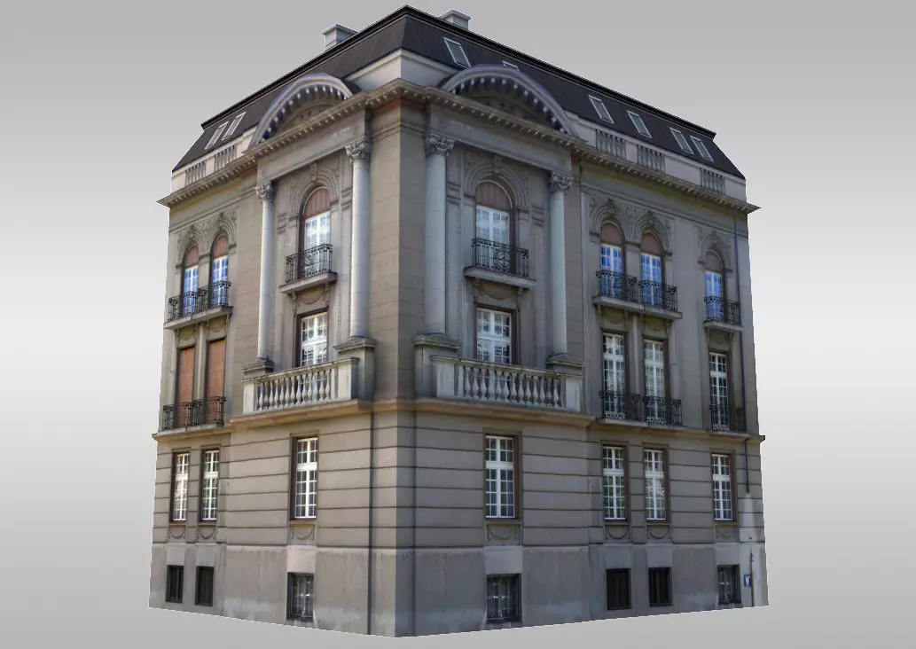 City Villa Low-poly 3D model_0