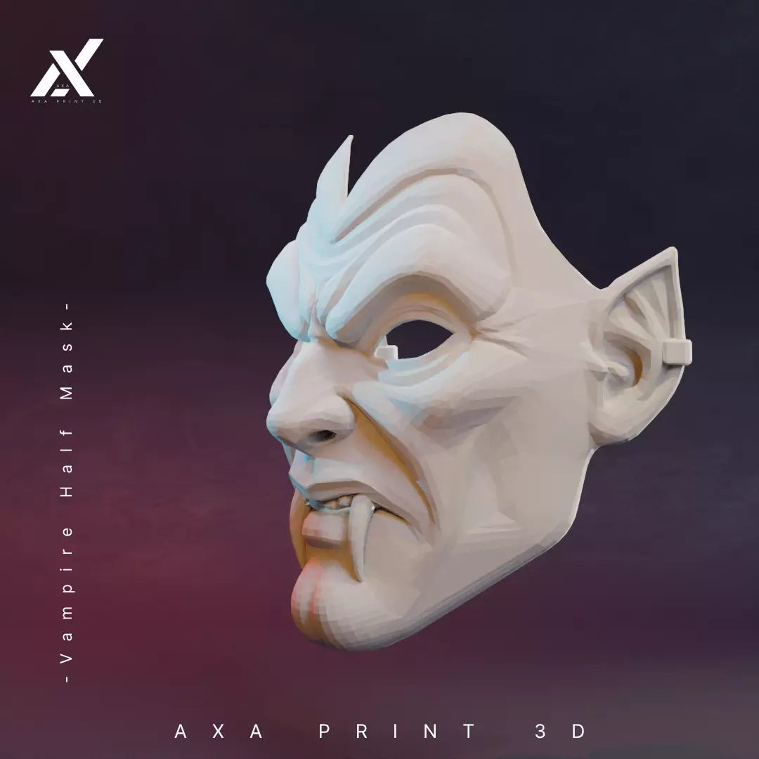 Vampire Half Mask STL 3D Printable Horror Costume Accessory 3D print model_2