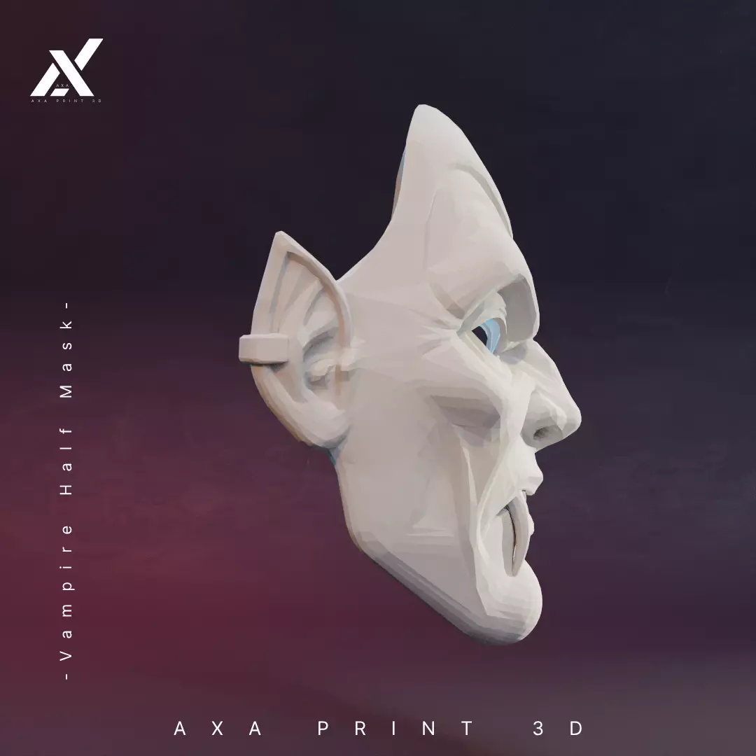 Vampire Half Mask STL 3D Printable Horror Costume Accessory 3D print model_3