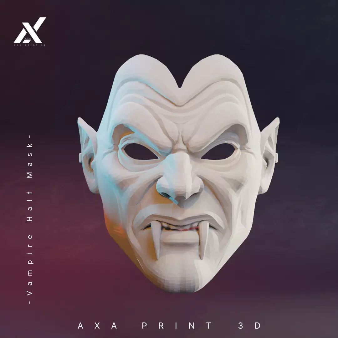 Vampire Half Mask STL 3D Printable Horror Costume Accessory 3D print model_0