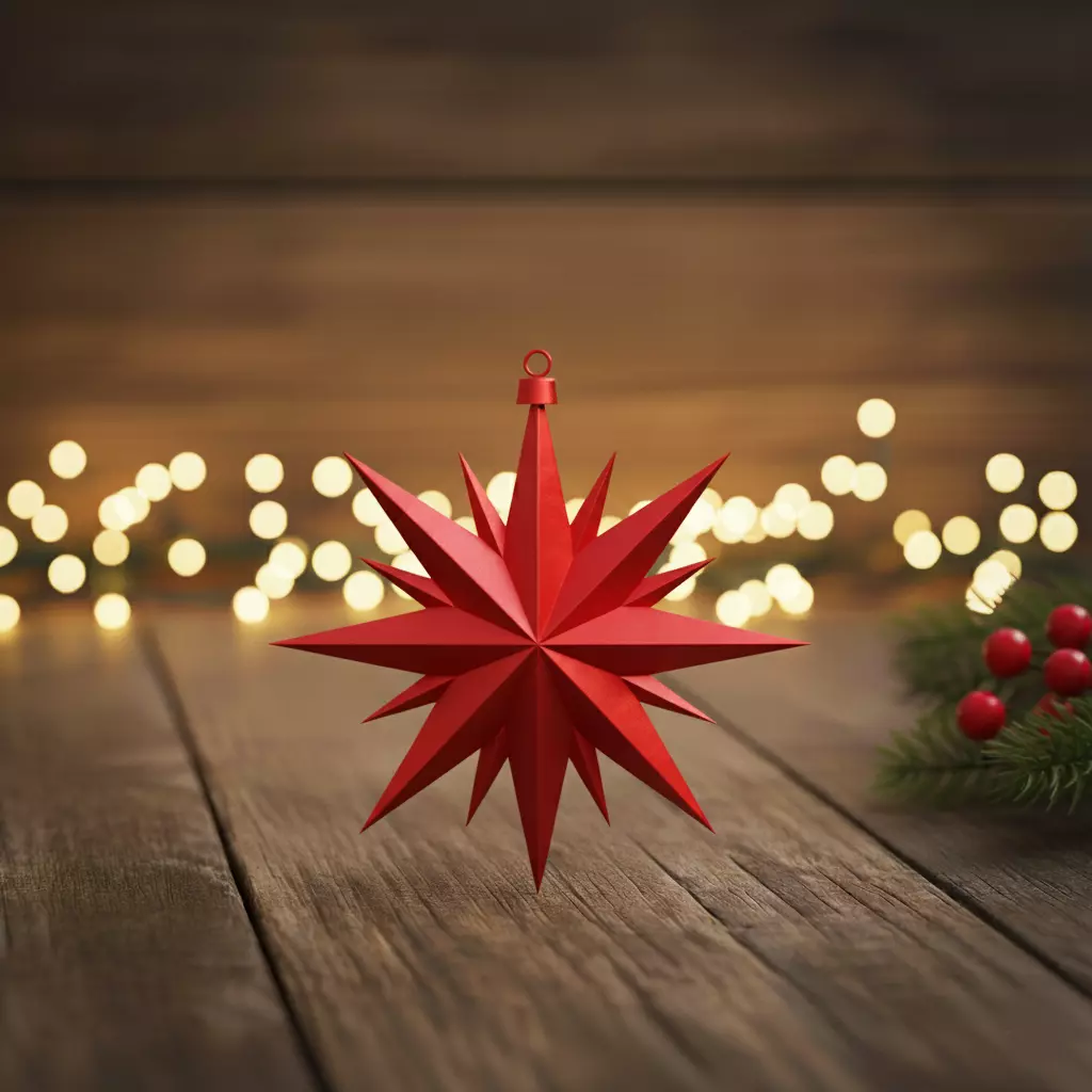 Crimson Starburst Ornament 3D print model_0