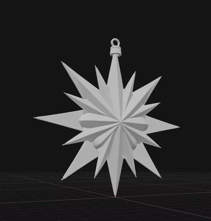 Crimson Starburst Ornament 3D print model_3