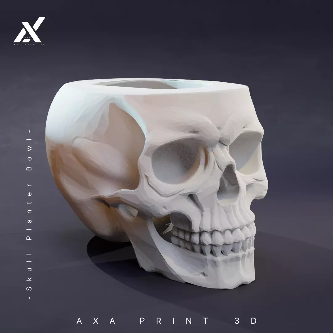 Skull Planter Bowl STL 3D Printable Halloween Decor 3D print model_1