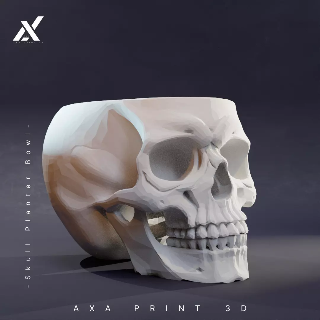Skull Planter Bowl STL 3D Printable Halloween Decor 3D print model_3