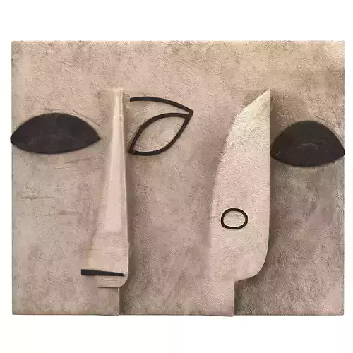 Minimalist Abstract Face Relief Cream Black