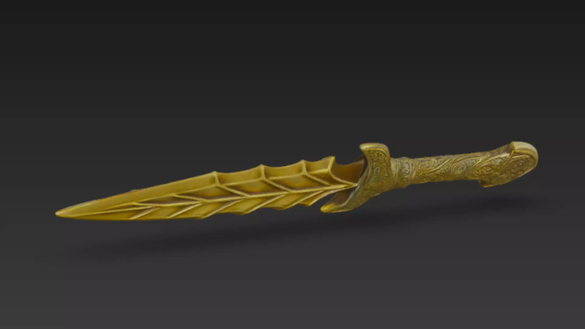 Ornate Golden Dagger 3D Model Low-poly 3D model_3