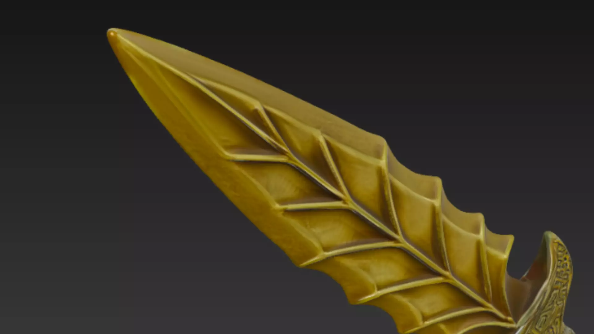 Ornate Golden Dagger 3D Model Low-poly 3D model_2
