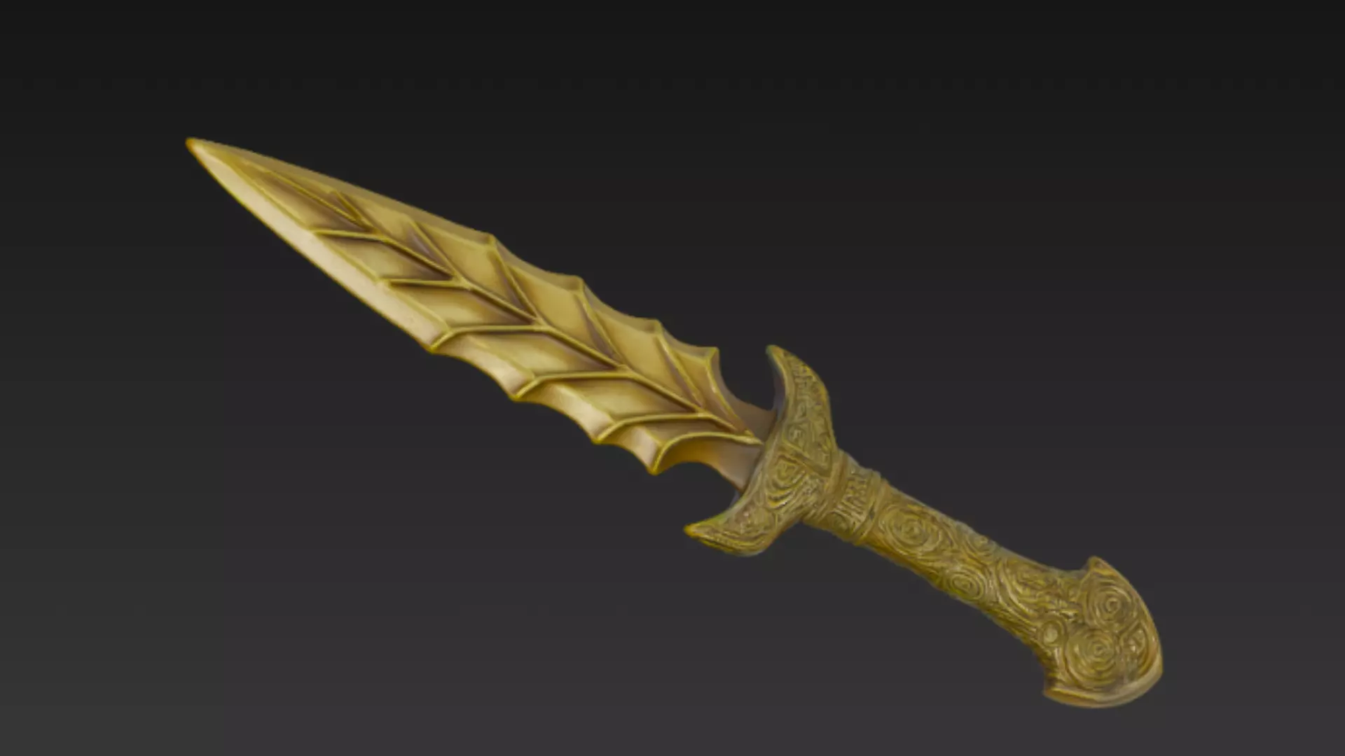 Ornate Golden Dagger 3D Model Low-poly 3D model_4