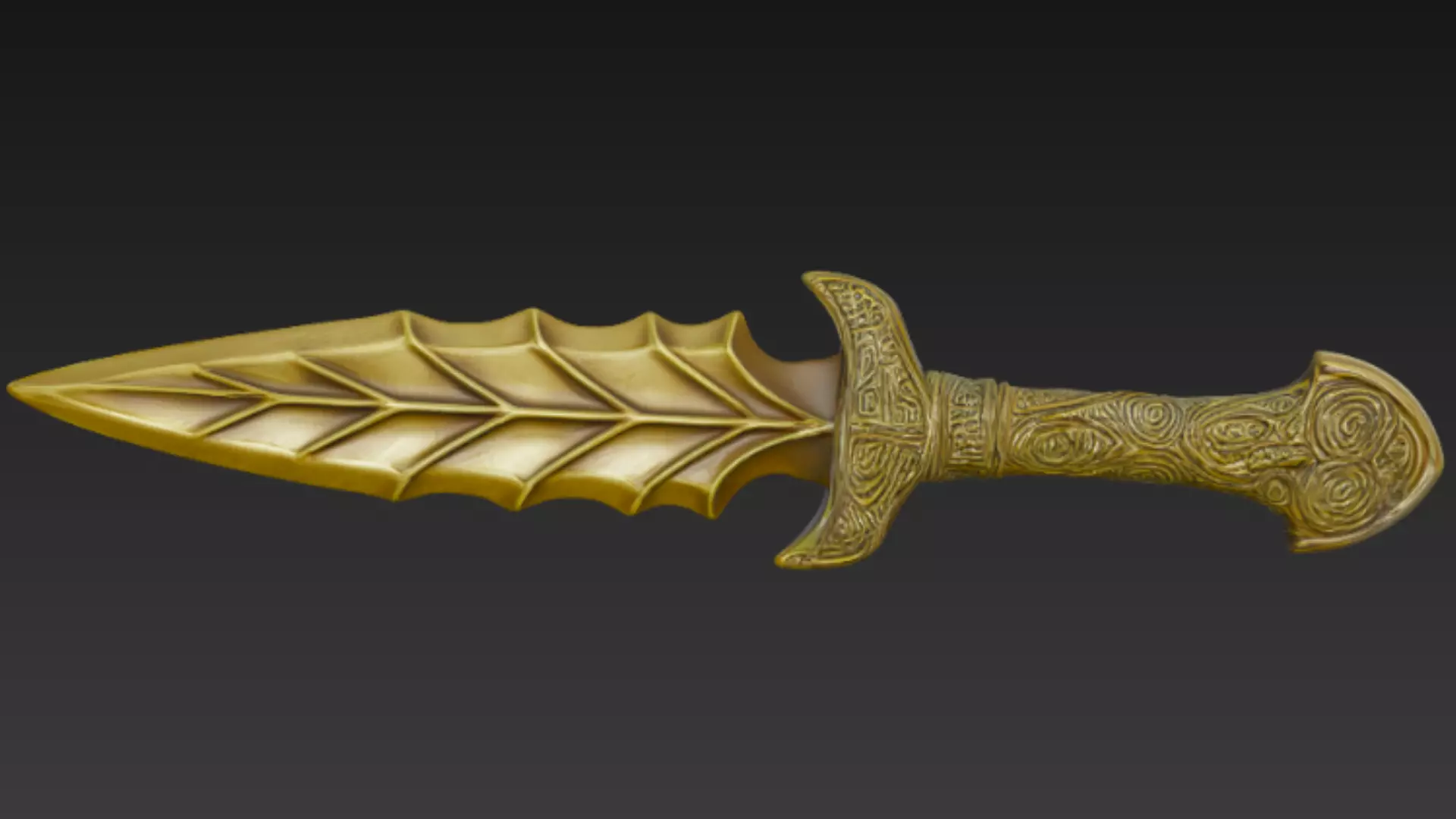 Ornate Golden Dagger 3D Model Low-poly 3D model_1