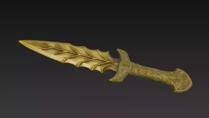 Ornate Golden Dagger 3D Model