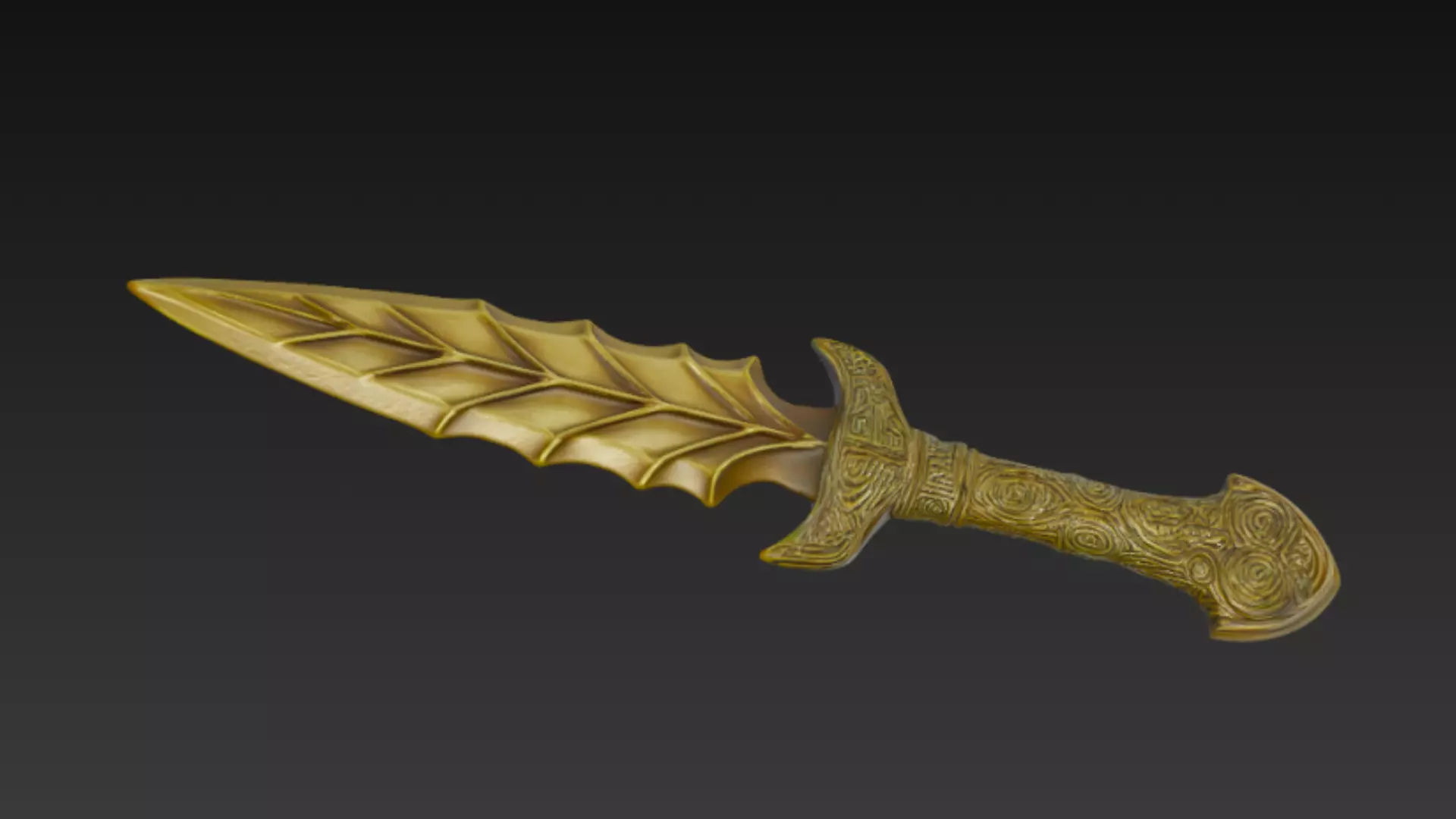 Ornate Golden Dagger 3D Model Low-poly 3D model_0