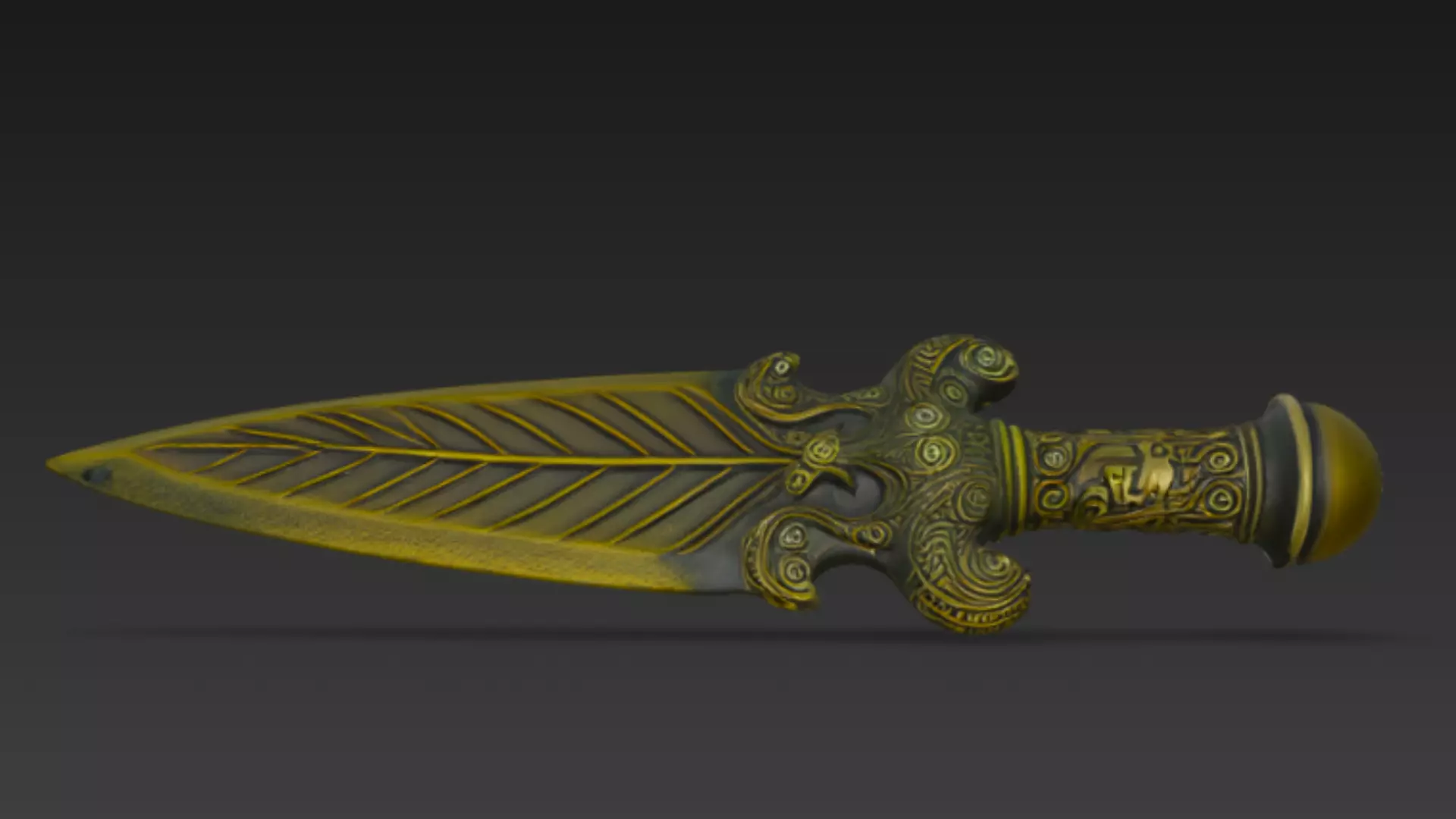 Ornate Golden Dagger 3D Model Low-poly 3D model_0