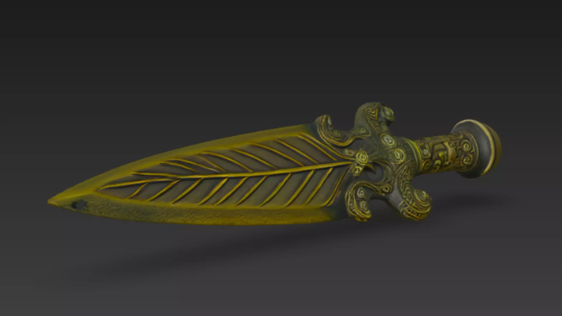 Ornate Golden Dagger 3D Model Low-poly 3D model_2