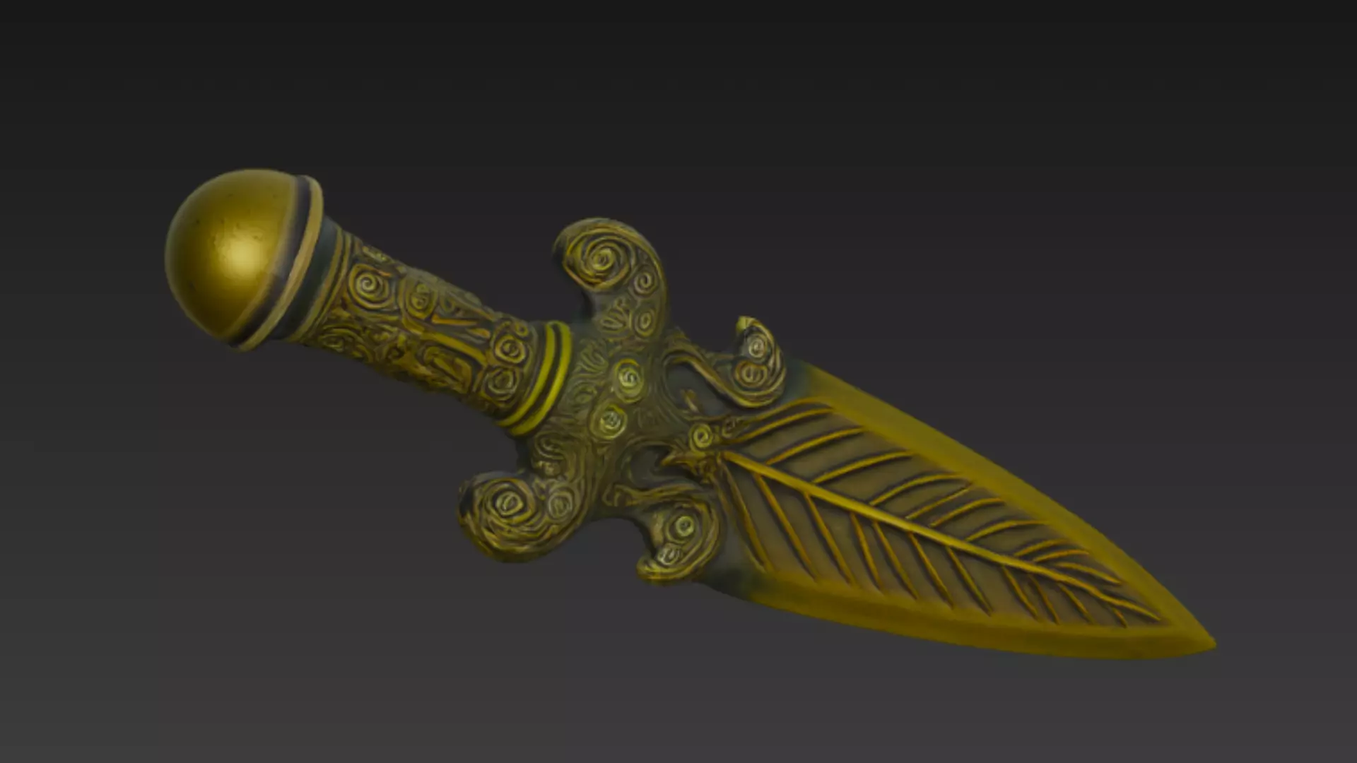 Ornate Golden Dagger 3D Model Low-poly 3D model_4