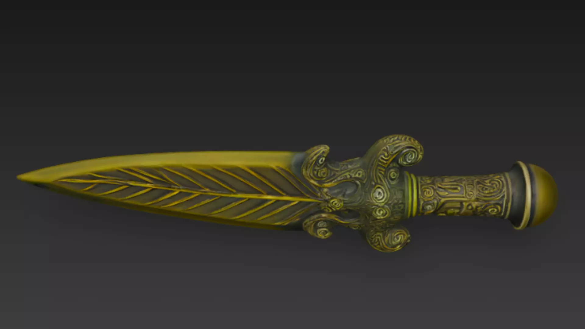 Ornate Golden Dagger 3D Model Low-poly 3D model_1