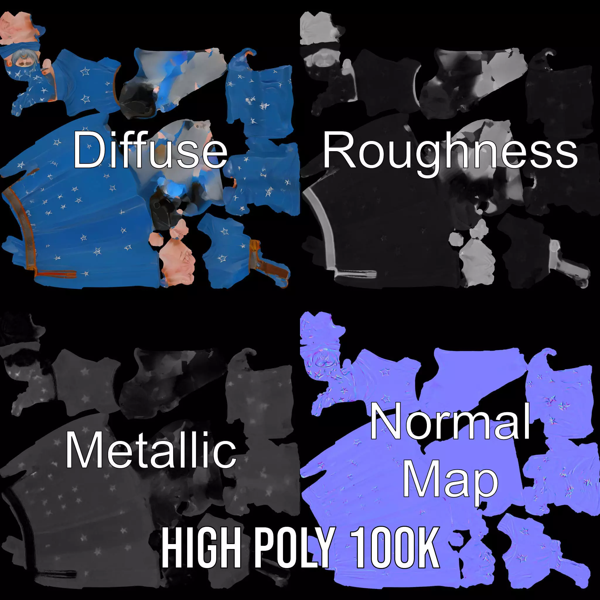 Wizard Starry Robe model pack Low-poly 3D model_3