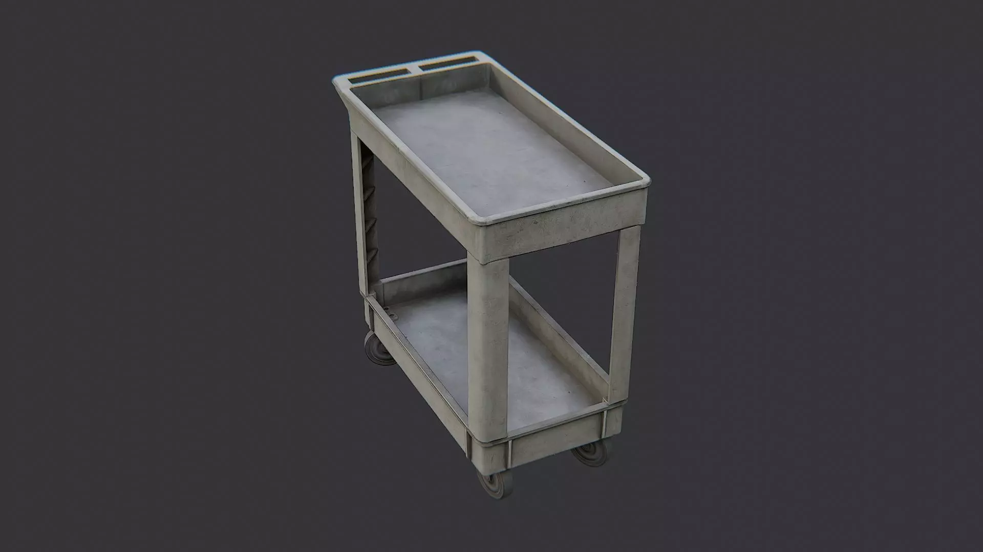 Plastic Utility Cart On Wheels With Shelves Low-poly 3D model_3