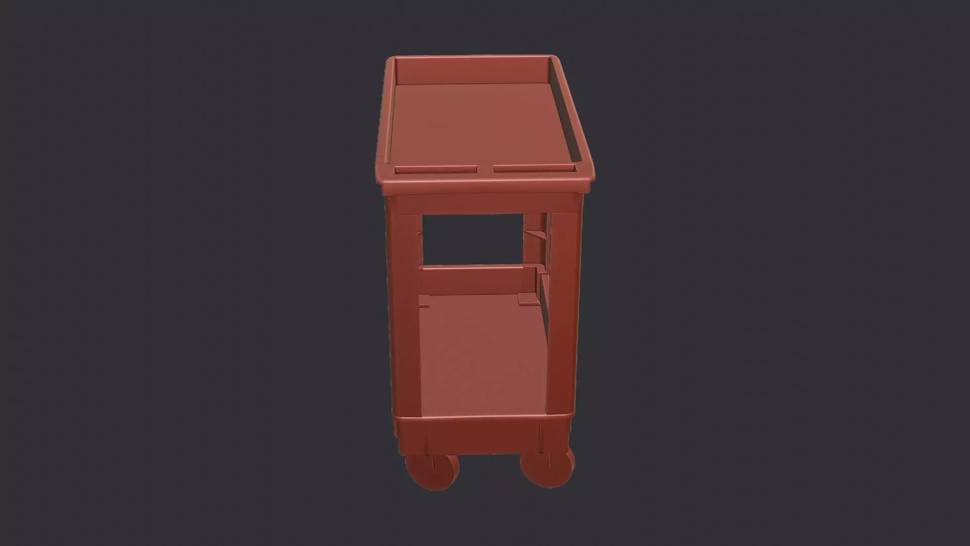 Plastic Utility Cart On Wheels With Shelves Low-poly 3D model_6