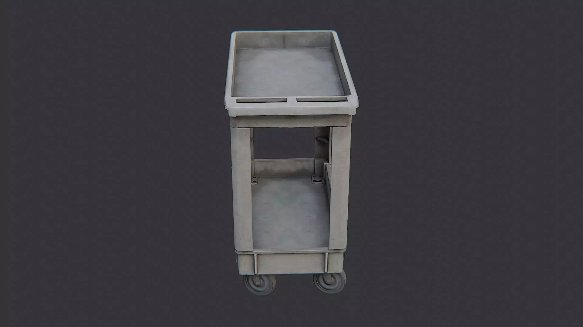 Plastic Utility Cart On Wheels With Shelves Low-poly 3D model_0